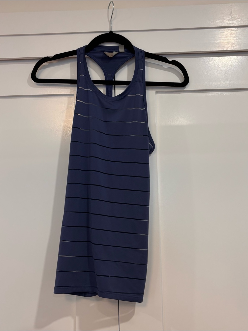 Athleta Sheer Striped Racerback Tank Top blue xxs